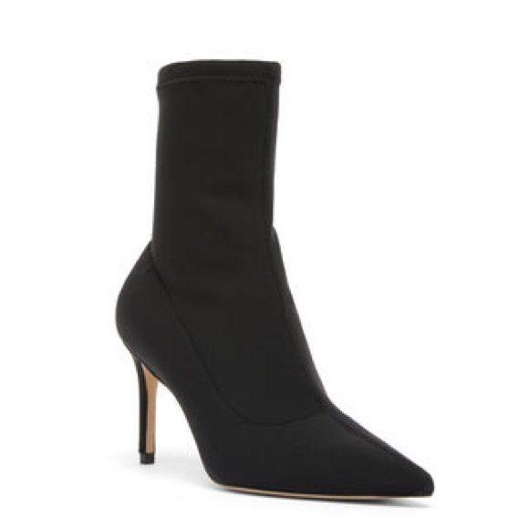 NEW Stuart Weitzman 85 Stretch Heeled Sock Bootie in Black - Picture 1 of 10